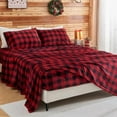 thumbnail image 2 of Flannel Sheets Queen Size Bed Set, Luxury Red and Black Plaid Christmas Bedding Set, Super Soft & Warm Fuzzy Fleece Sheets 4 Piece(Include Fitted Sheet, Flat Sheet, 2 Pillowcases), 2 of 9