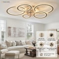 thumbnail image 5 of 39.4'' Modern Flush Mount Ceiling Fan with Lights and Remote, Large Low Profile Bladeless Ceiling Fan, 6 Speeds Reversible DC Motor, Dimmable LED 3-Color Change for Living Room Bedroom, White, 5 of 7