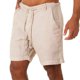 thumbnail image 2 of Pantalones de Lino de los Hombres Pantalones Cortos de Playa Ligeros Color Sólido, Cordón Frontal Plano Recto, 2 of 9