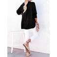thumbnail image 4 of Womens Casual Button V Neck Long Sleeve Shirts Oversized Solid Blouses Tops Black 4XL, 4 of 5