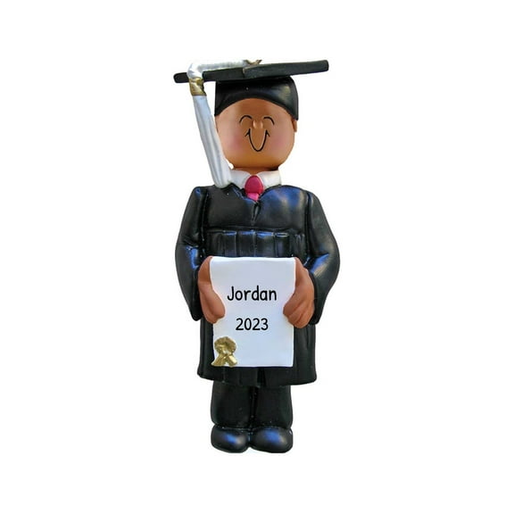 Personalized 2024 Graduation Ornament - Class of 2024 Ornament, Senior 2024 Ornament, Senior Year Christmas Ornament, Graduate Ornament 2024 - Black Male - Free Customization