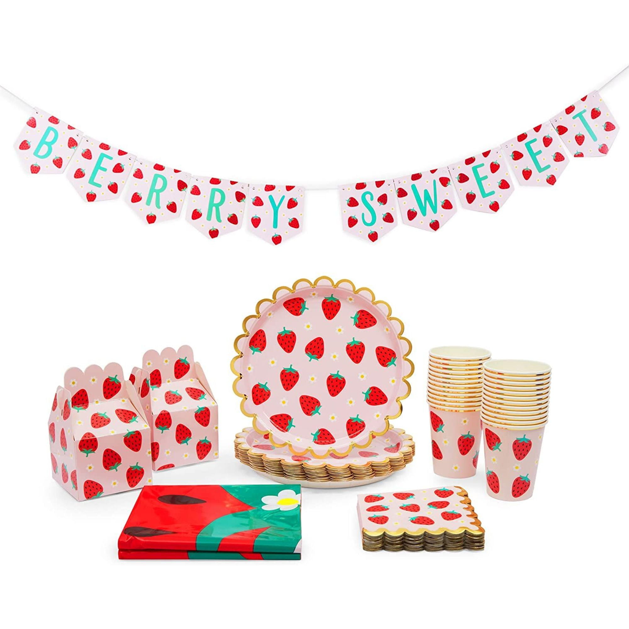 Serves 24 Berry Sweet Strawberry Party Supplies Decorations with