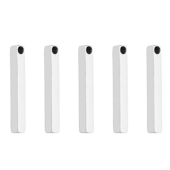 5pcs Metal Stamping Blanks, Rectangle Stamping Tags Blanks 38x5mm DIY Aluminum Steel Tag Solid Bar Pendants, Silver