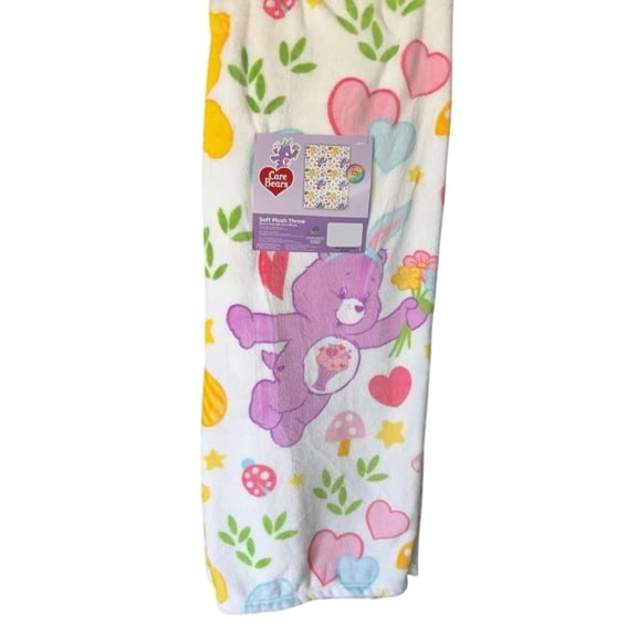 Care Bears Easter Basket Spring Flowers Bouquet Hearts 50X70" Throw Blanket