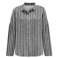 thumbnail image 4 of IMENGL Women's Long Sleeved Shirts Spring And Autumn Striped Printed Button Down Shirts Retro Shirts Fashionable Daily Casual Tops Dark Gray XXXL, 4 of 4