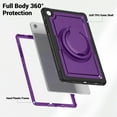 thumbnail image 2 of Case for Galaxy Tab A9+ 11.0" 2023 SM-X210/SM-X215/SM-X216, Heavy Duty Rugged Durability TPU PC Cover with 360° Rotating Ring Foldable Kickstand & Shoulder Strap & Pencil Holder Cover, Purple, 2 of 9
