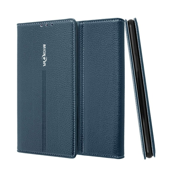 GoldCherry for Galaxy Note 10 Case,[Card Slots] Slim Magnetic Closure Flip Leather Wallet Credit Cards Holder Flip Book Design Protective Case,for Samsung Galaxy Note 10(Navy)