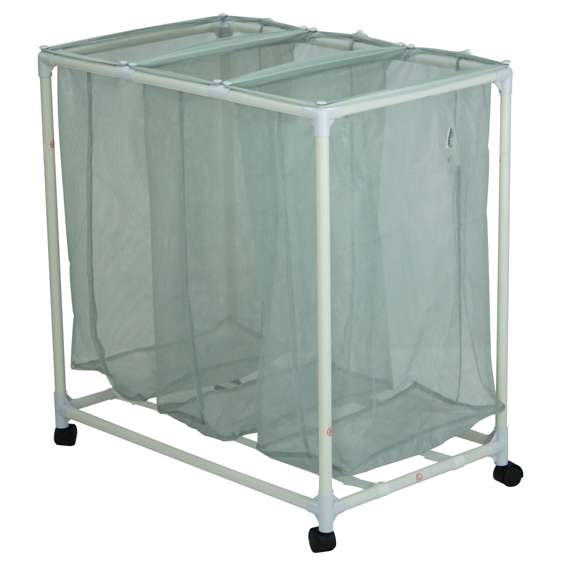 (1 pack) Mainstays 3-Bag Rolling Laundry Sorter Cart with Removable Mesh Bags and Casters