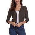 thumbnail image 5 of Women'S 3/4 Sleeve Cropped Cardigan Sweater Elegant Shrugs For Women Simple And Versatile Short Brown color 2XL, 5 of 5