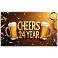thumbnail image 3 of LUUFILx Cheers to 24 Years Banner Celebration Backdrop Party Decoration Beer Themed Poster Birthday Anniversary Festive Event Décor Background Supplies, 3 of 8