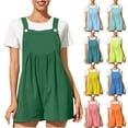 thumbnail image 5 of Women's Short Suspender Jumpsuits Sleeveless Wide Leg Casual Loose Summer Solid Trendy Rompers Shorts Green,XL, 5 of 5