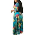 thumbnail image 2 of Brimisal Women Night Dress Plus Size Wrap V Neck Long Sleeves Floral Printed Swing Dress with Belt, 2 of 5