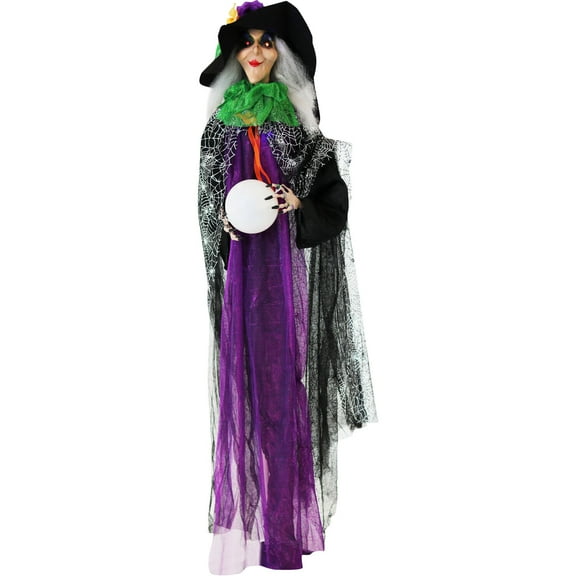 Haunted Hill Farm 4.3-ft. Witch, Indoor/Covered Outdoor Halloween Decoration, Multi LED Eyes