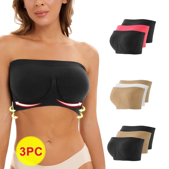 Darzheoy Strapless Bras for Women Stretch Bra Bandeau Bra Plus Size Tube Bras Comfort Wire-Free Bra High Impact Bras for Women 40/C-DDD