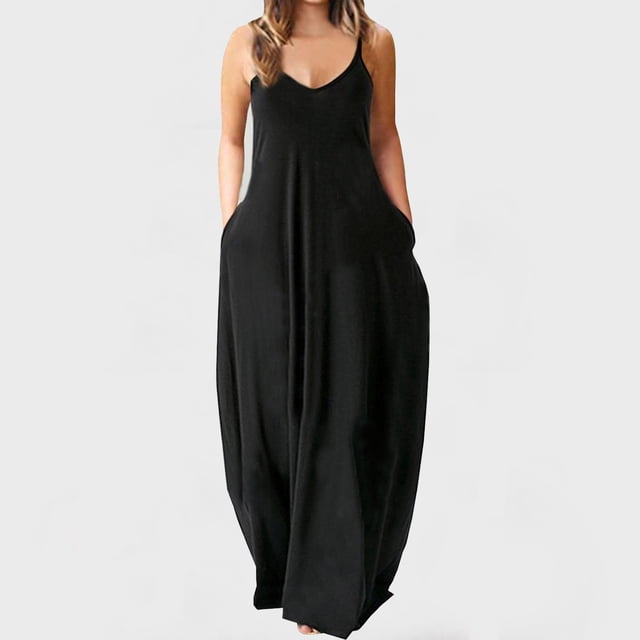 Lenago Robe de Maternité Grande Taille Femme Mode à Bretelles Taille Mi-Haute Col en V Sans Manches Couleur Unie Ajustée Fête Plage Longue Robe Été Robes de Plage en Liquidation