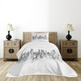 thumbnail image 4 of Ambesonne Modern Quilted Bedspread Set 2 Pcs, Sketchy NYC Cityscape, Twin Size, Grey White, 4 of 5