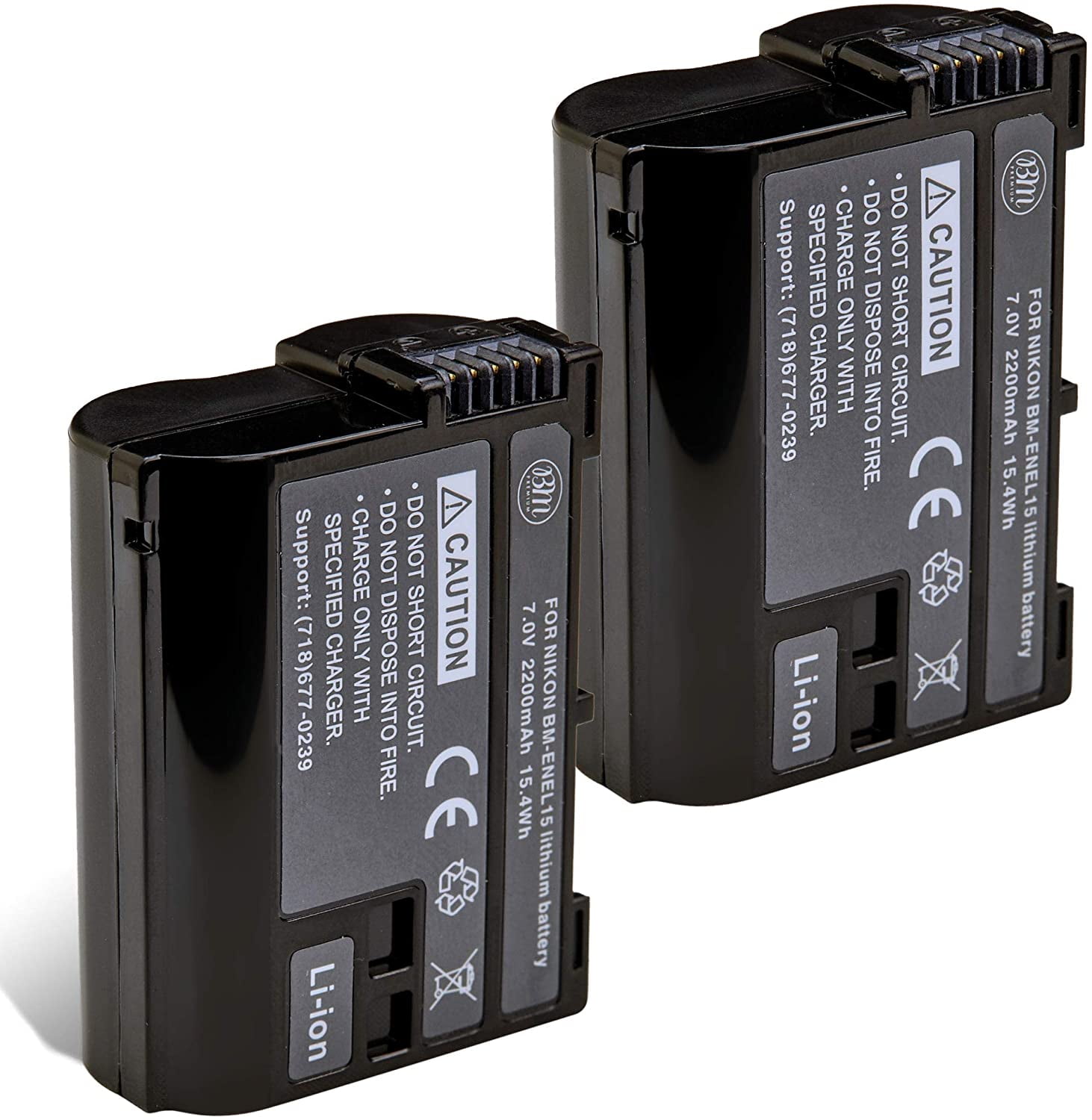 BM Premium 2 Pack of ENEL15B Batteries for Nikon Z6, Z7, D850, D7500