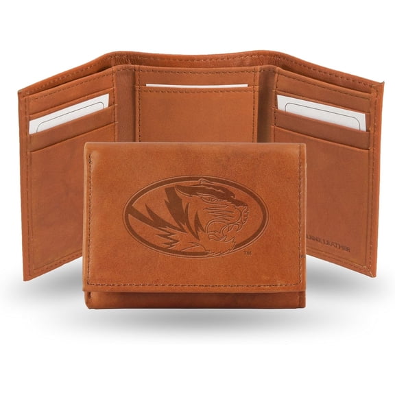 Missouri-Mizzou-Tiger's Brown Leather Embossed Trifold Wallet