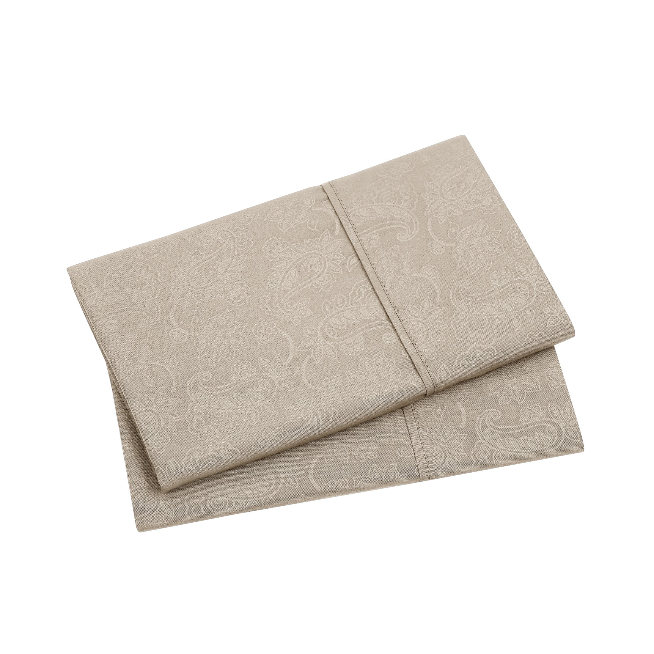 Mainstays Super Soft Brushed Microfiber Pillowcase Set, Washed Tan Paisley, King, 2 Piece