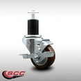 thumbnail image 2 of 3 Inch SS Maroon Poly Swivel 1-3/4 Inch Expanding Stem Caster with Brake SCC, 2 of 2