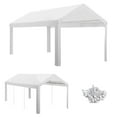 thumbnail image 2 of Outdoor Lighting Outsunny 10' x 20' Carport Replacement Top Canopy Cover, UV and Water Resistant Portable Garage Shelter Cover with Ball Bungee Cords, White, Only Cover,Outdoor String Lights, 2 of 5