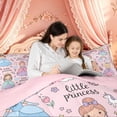 thumbnail image 4 of Meiyoeat Cute Princess Castle Rainbow Twin Comforter Sets for Kids Girls, Girly Pink Cartoon Bedding Set, Pink Reversible, 2 Pieces, 4 of 6