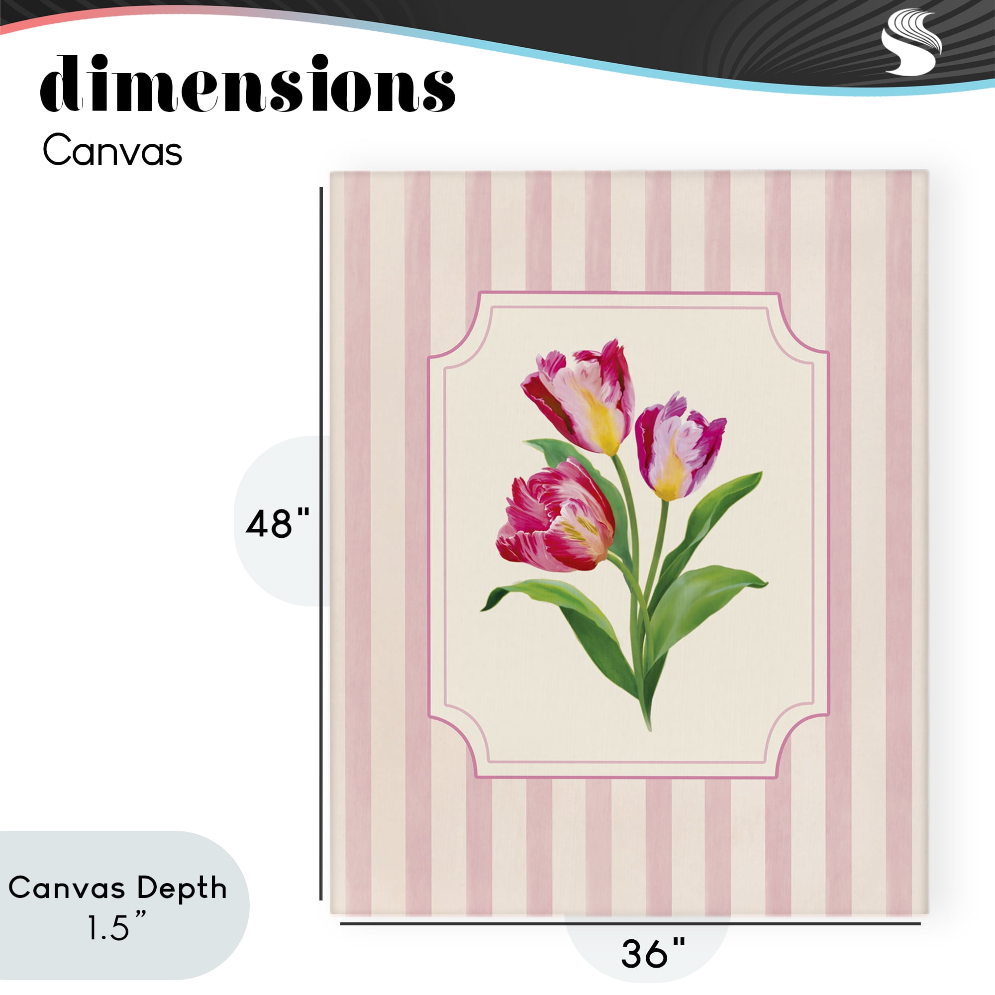 Stupell Industries Magenta Tulips over Stripes Canvas Wall Art, design by Diane Neukirch