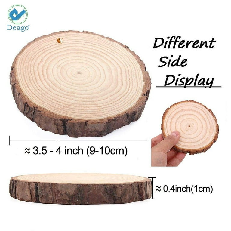 Natural Round Discs Rustic Wood Slices 5 Pcs 7-8 inch Unfinished Wood Kit Circles Crafts Tree Slices with Bark Log Discs for DIY Arts and Wedding