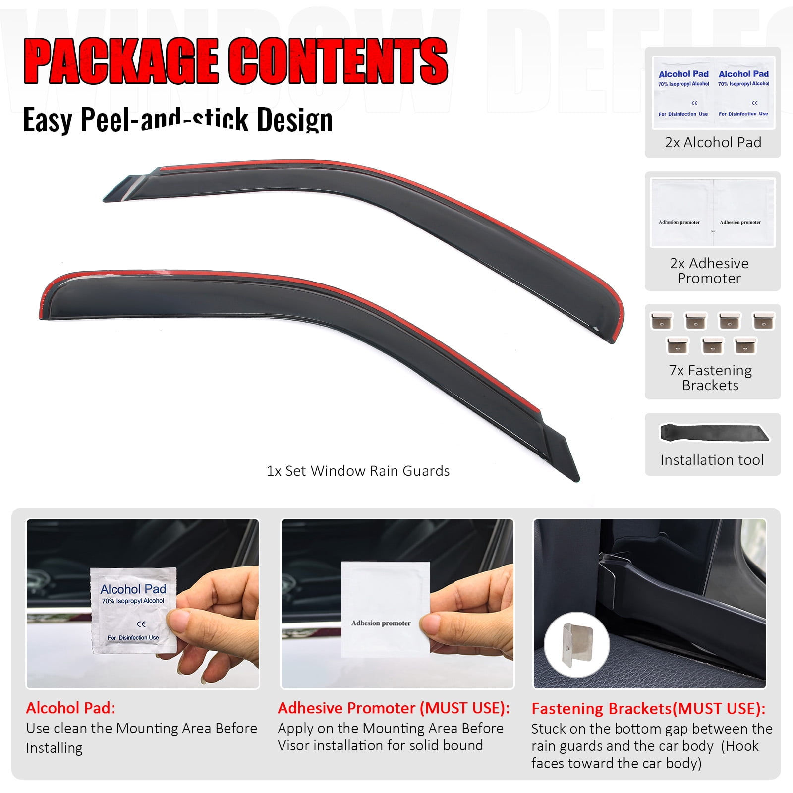 Ikon Motorsports In-Channel Window Visors for 1999-2007 Chevy Silverado GMC Sierra 1500 2500 3500 Standard Cab Rain Guard Acrylic Smoke Deflectors 2PCS