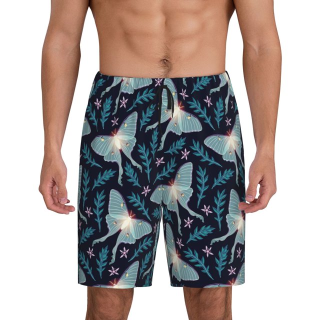 Fotbe Glowing Butterfly Pantalones Cortos de Pijama para Hombre, Ropa de Dormir, Pantalones de Pijama Cortos para Hombre-4X-Large
