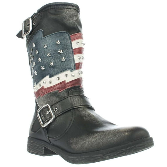 Womens White Mountain Kennedy Studded American Cowboy Boots - Black