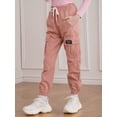 thumbnail image 2 of renvena Kids Girls Cargo Jogger Pants Sports Trousers Sweatpants Cotton Drawstring Dungarees Bottoms with Pockets A Pink 6, 2 of 7