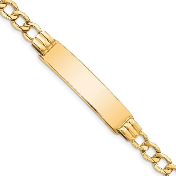 14K Yellow Gold Semi-Solid Curb Link 5.9mm Id Bracelet (7 X 9) Made In United States dcid111-7