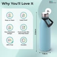 thumbnail image 3 of Insulated Stainless Steel Water Bottle 2 Liters, Blue | Doubled Wall 304 Stainless Steel | Stays Hot For 18 Hours & Cold For 24 Hours | Rustproof & Leakproof | Insulated Water Bottles, 3 of 5
