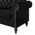 thumbnail image 5 of Home Design Kelso Velvet Rolled Arm Sofa with Deep Button Tufting, Nailhead Trim and Turned Legs, Black, 5 of 6