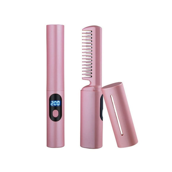 Hgesaa Wireless Mini Hair Straightener Electric Straightening Comb 2 In 1 Anti Scald Hair Straightener Brush And Curler Portable Hair Straightener Heating Mini Straightener For Home