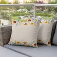 thumbnail image 4 of Spring Vintage Sunflower Pillow Covers 2 Pack Country Pastoral Yellow Floral Leaf Linen Pillowcase Waterproof Outdoor Throw Pillow Cover for Patio Garden Square Cushion 26”x26”, 4 of 9