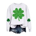 thumbnail image 5 of St Patrick's Day Sweatshirt Women Shamrock Sequin Pullover Lucky Clover Hoodie Holiday Long Sleeve Tops White S, 5 of 6