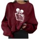 thumbnail image 1 of Moda mujer Halloween calavera estampado cuello redondo manga larga suelta sudadera blusa Tops Fridja  bvmnju6993, 1 of 8
