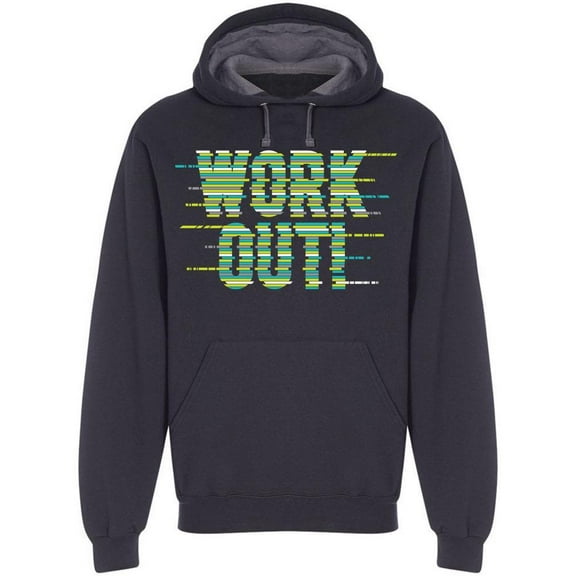 Text: Workout! Hoodie Men -Image by Shutterstock, Male x-Large
