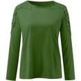 thumbnail image 5 of Long Sleeve Shirts for Women Casual Round Neck Hollow Stitching Basic Women's T-Shirts M, 5 of 5