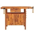 thumbnail image 4 of vidaXL Workbench with Drawer and Vices Solid Wood Acacia 48.8"x20.5"x32.7", 4 of 10