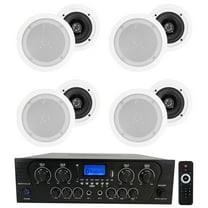Rockville RPA40BT 4-Room/Zone Home Audio Kit w/Receiver 8 White Ceiling Speakers