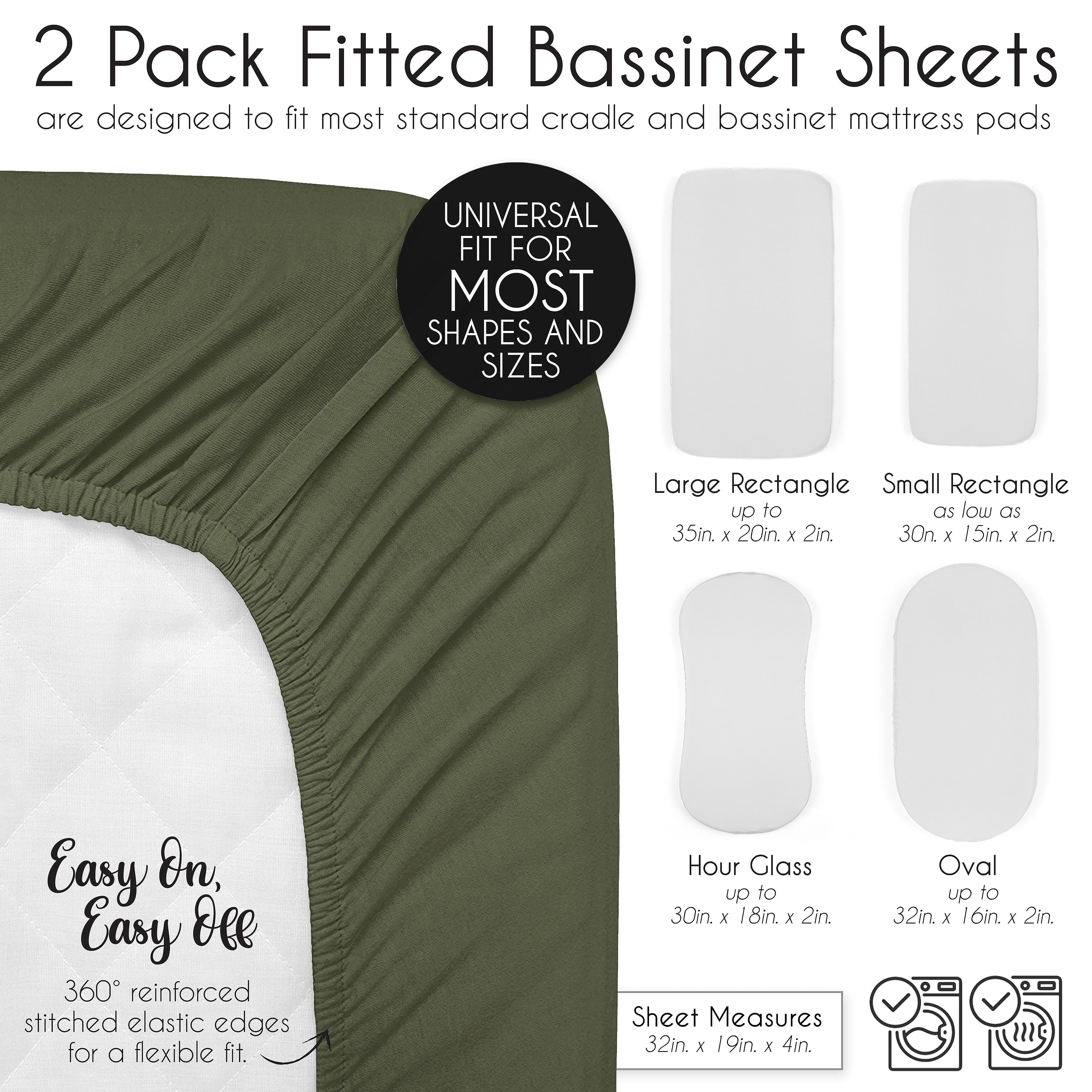Sweet Jojo Designs Woodland Camo Green Baby Bassinet Fitted Sheets 2 Piece Set