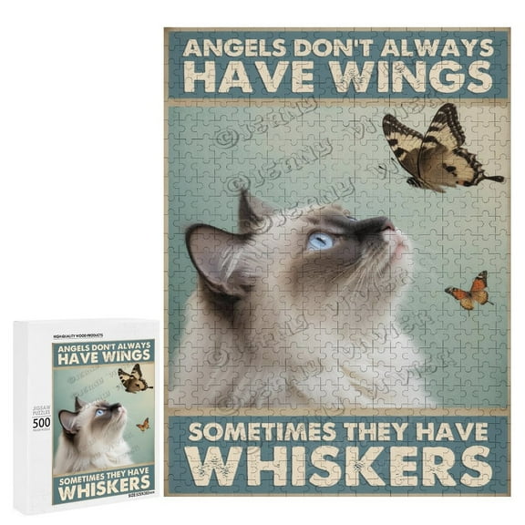 Ragdoll Cat 500 Piece Jigsaw Puzzle for Adults 20.5" x 15.0" - Kittens with Butterfly - 500 PC Cat Pet Lovers Challenging Puzzles