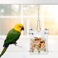thumbnail image 3 of Comedero acrílico para loros, cesta de comida, rompecabezas, juguetes, cacahuetes, frutas y verduras., 3 of 14