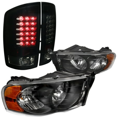 - Spec-D Tuning For 2002-2005 Dodge Ram 1500 2500 3500, Black Headlights, Glossy Black Smoked Led Tail Lights (Left + Right) 2003 2004