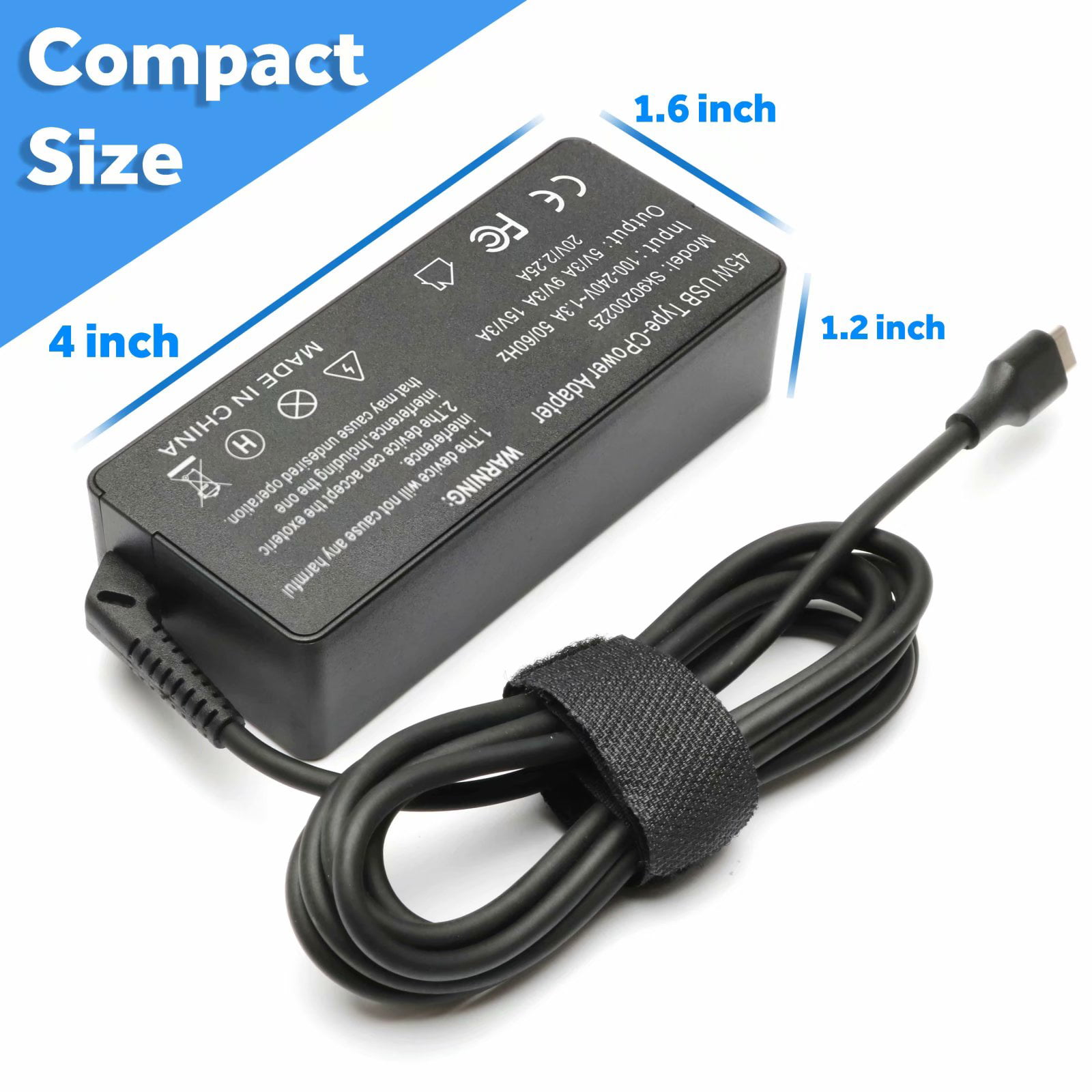 45W 20V 2.25A Type-C USB-C Charger AC Replacement Power Adapter ADLX45YCC3A  for Lenovo ThinkPad X1 Tablet/Dell/HP/Google Chromebook/Asus zenbook3 45w  Type-C USB-C Charger 