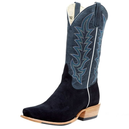 

Horsepower Boots Men`s Top Hand Black Suede Roughout 13` Blue Goat Top Cutter Toe Boot Black 10 EE
