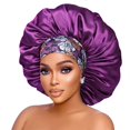 thumbnail image 3 of Gorro de seda con forma de capó Isshin Beauty, extra grande, morado y verde azulado, 3 of 7